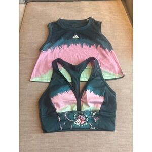Adidas Primegreen AEROREADY Women Sport Crop Tank Top Bra Set Size S